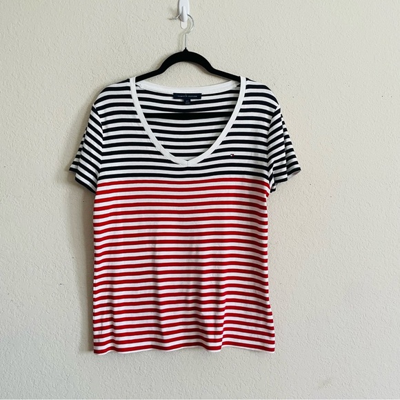 Tommy Hilfiger Women's Striped Top Blue,White,and Red large fourth of July - Picture 1 of 9